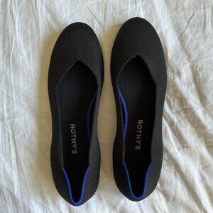 Rothy's Black Flats with Blue Trim